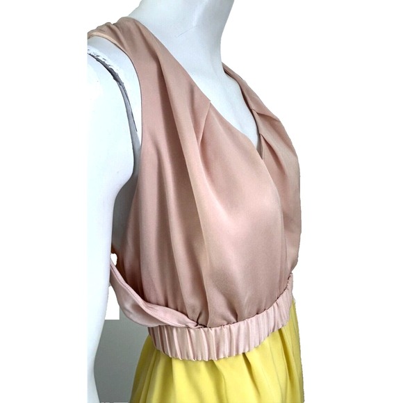 NWT AnnaRita N Dress Pullover V-Neck Blouson Belt Satin Italy Pink Size Medium - Picture 7 of 10